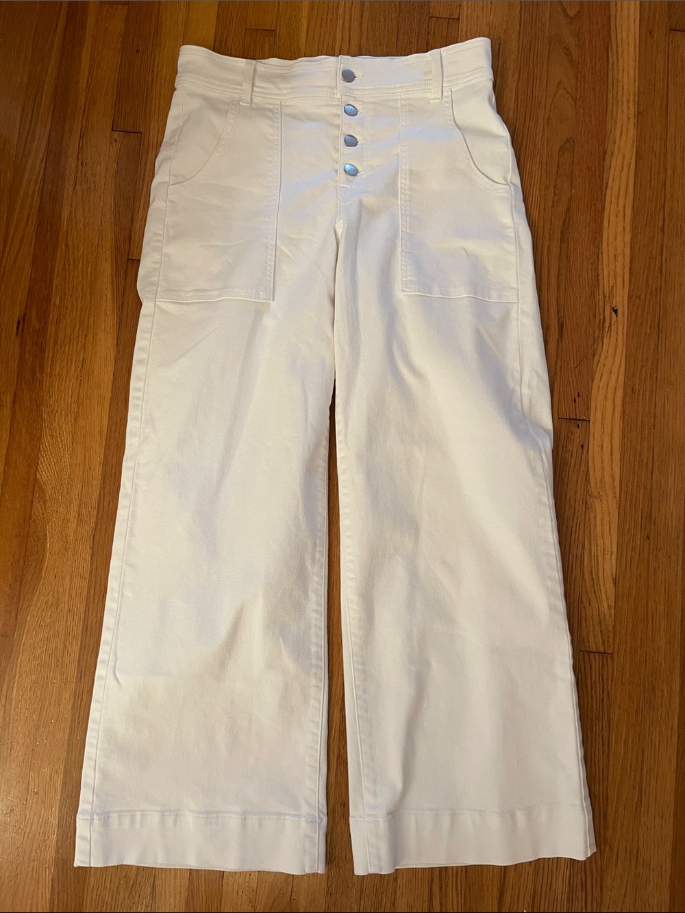 Evereve White Button-Front High Waist Pants